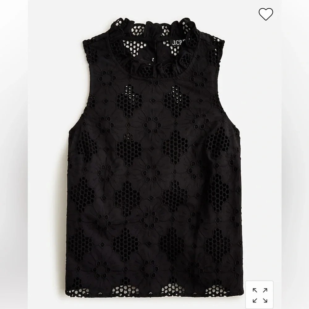 J. Crew Fleur Top in Eyelet Black NWT Size Small Item BR583 Summer 2023